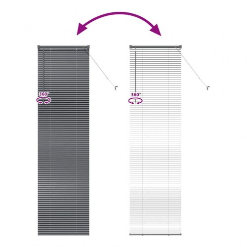 Vindues Blind med gardiner Mørkegrå Aluminium