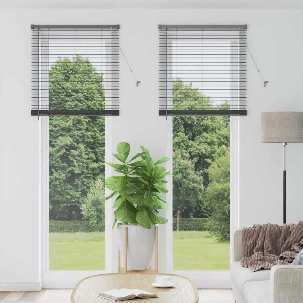 Vindues Blind med gardiner Mørkegrå Aluminium