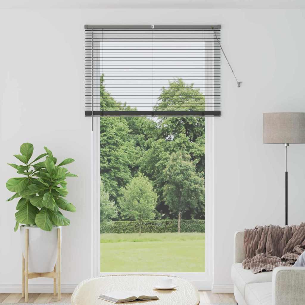 Vinduesskærm med gardiner Andet Mørkegrå 80 x 130 cm Aluminium