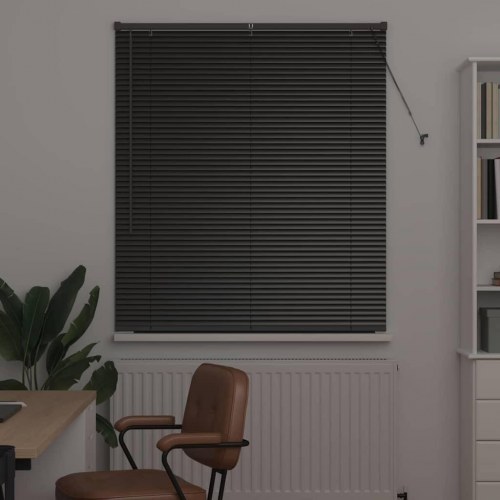 Vindues Blind med gardiner Sort Aluminium