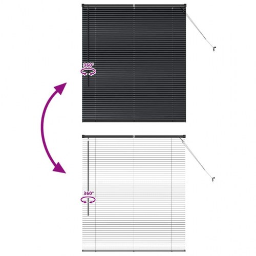 Vindues Blind med gardiner Sort Aluminium