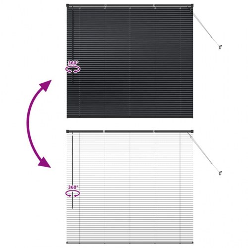 Vindues Blind med gardiner Sort Aluminium