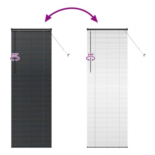 Vindues Blind med gardiner Sort Aluminium