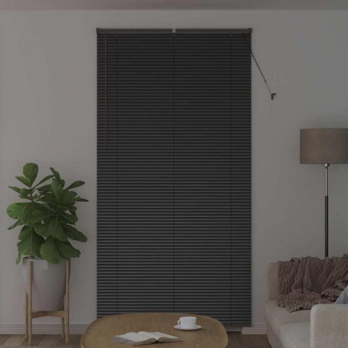 Persienne sort 220 x 120 cm - 25 mm aluminium