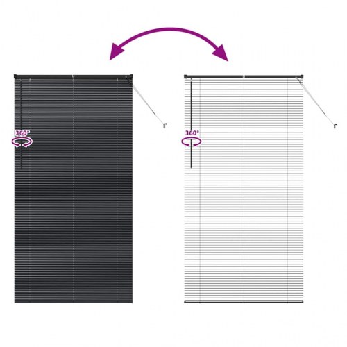 Persienne sort 220 x 120 cm - 25 mm aluminium