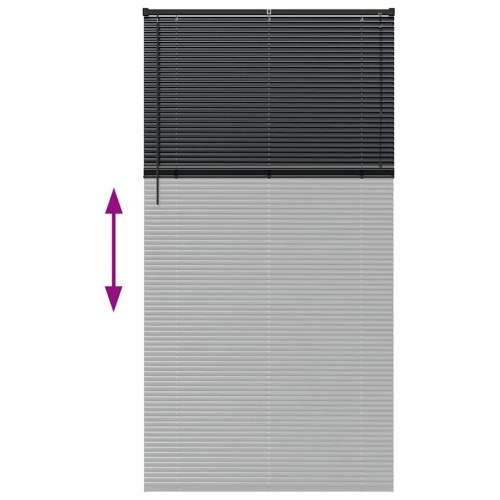 Persienne sort 220 x 120 cm - 25 mm aluminium