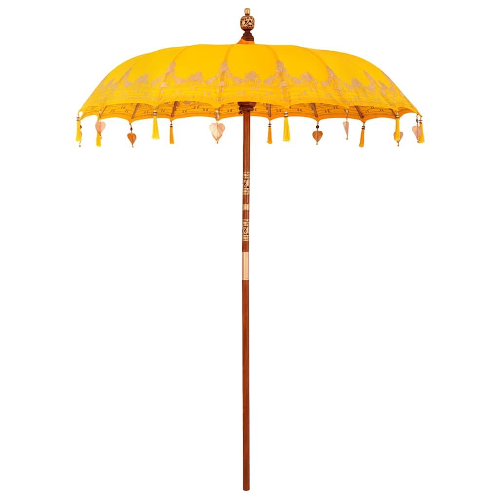 Balinesisk Parasol Gul (180-190) x 260 cm Bomuld og massivt træ