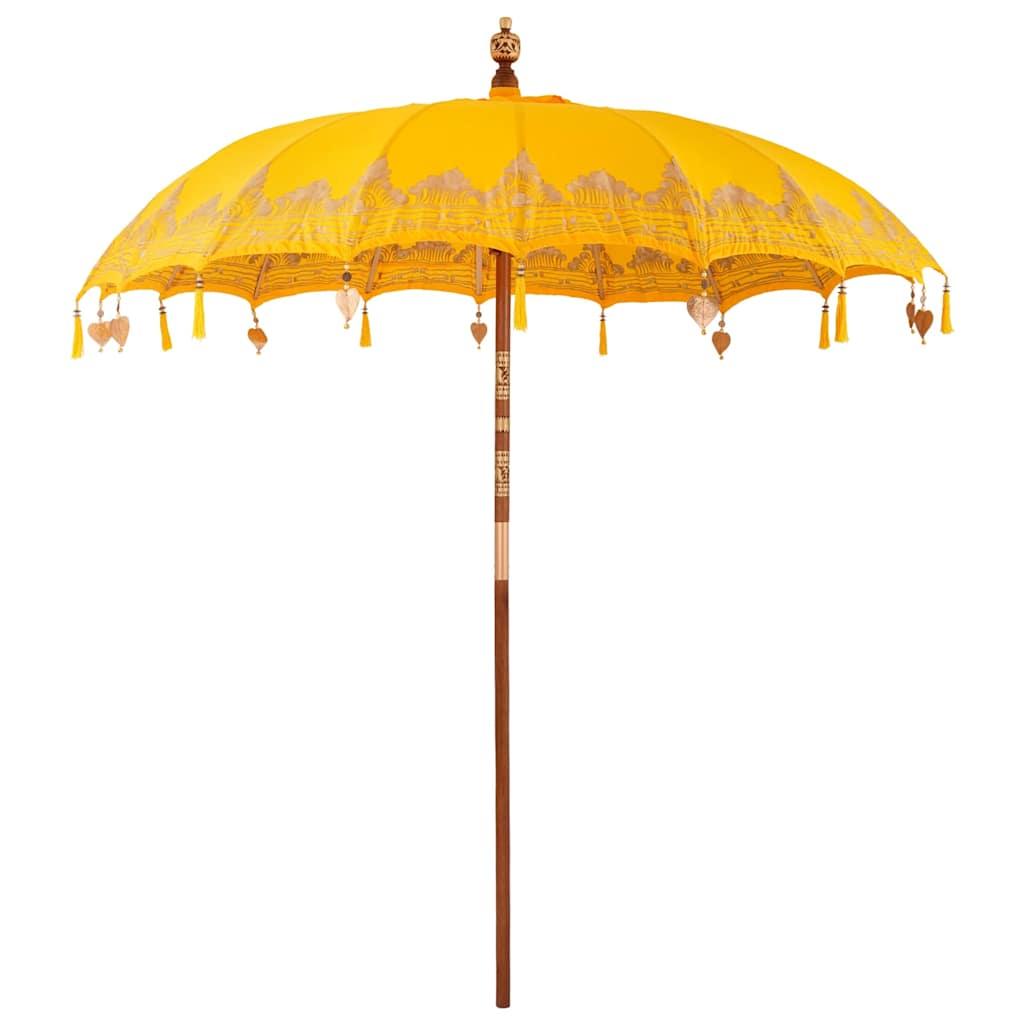 Balinesisk Parasol Gul (210-220) x 260 cm Bomuld og massivt træ