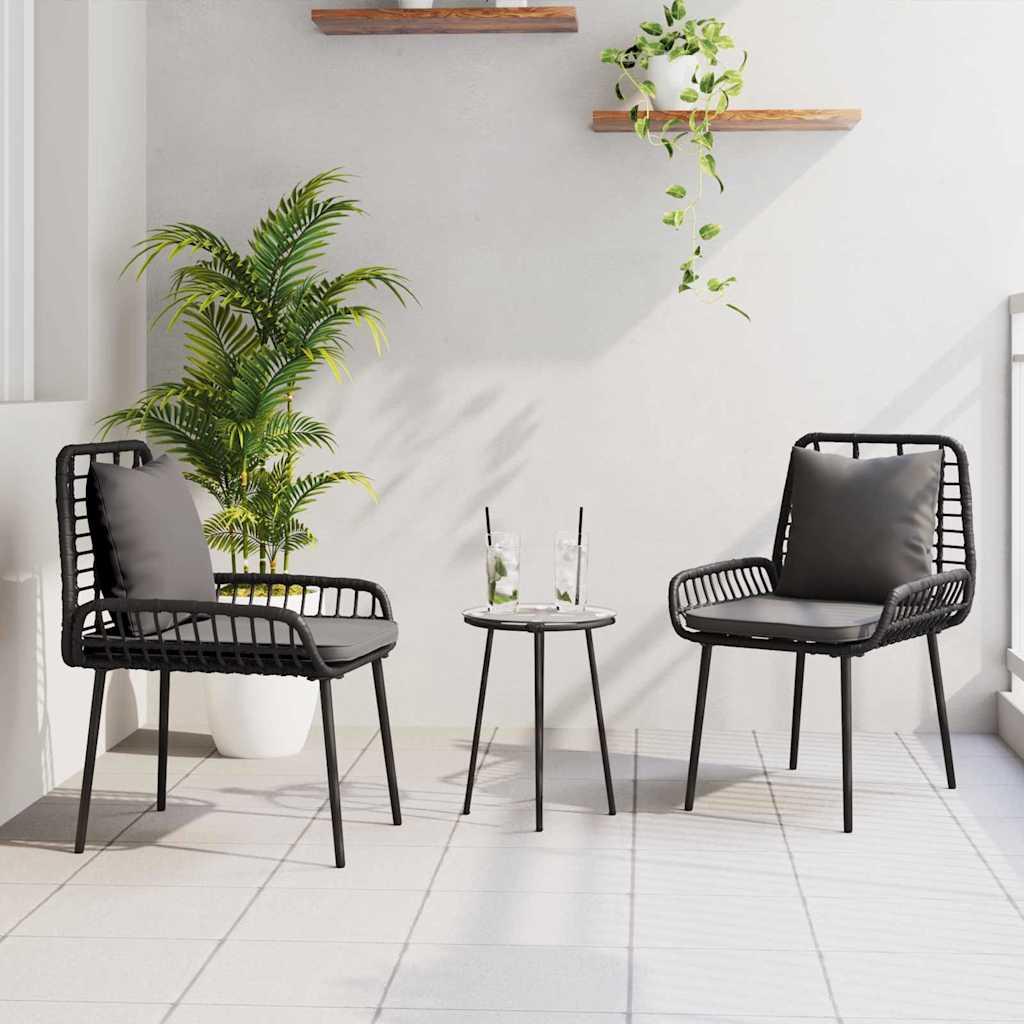 Have Spisebordssæt 3 Dele Og Anthracit Polyrattan - Antracit / 2 x stol + 1 x rund te-bord