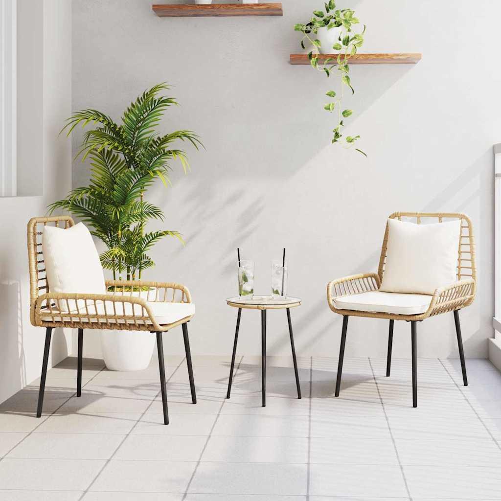 Have Spisebordssæt 3 Dele Og Anthracit Polyrattan - Naturfarvet / 2 x stol + 1 x rund te-bord