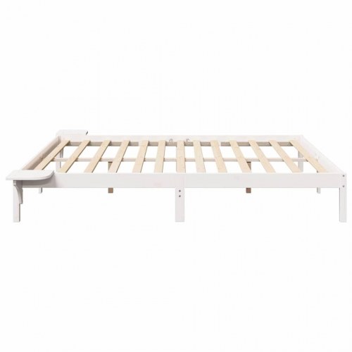 Sengestel hvid 200 x 200 cm i massivt fyrretræ