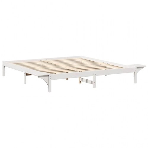Sengestel hvid 200 x 200 cm i massivt fyrretræ