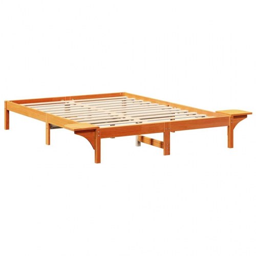 Sengestel i massiv fyrretræ - voks brun 150 x 200 cm