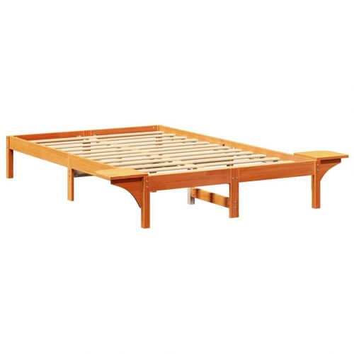 Sengestel i voksbrun massiv fyrretræ 120 x 200 cm