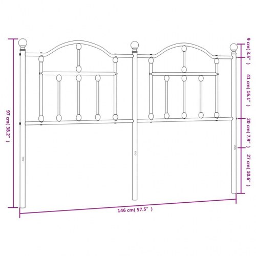 Sengegavl 140 cm metal sort