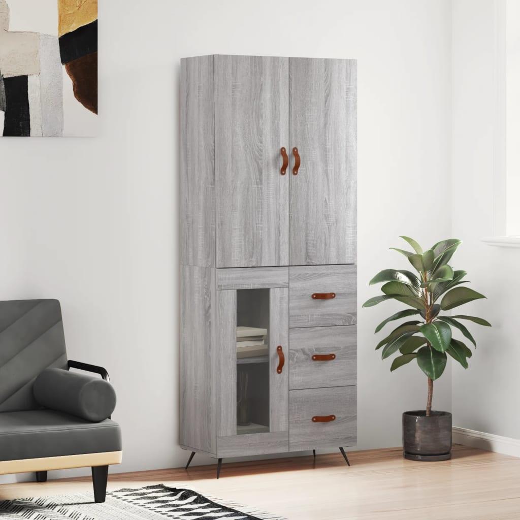 Højskab 69,5x34x180 cm konstrueret træ grå sonoma-eg