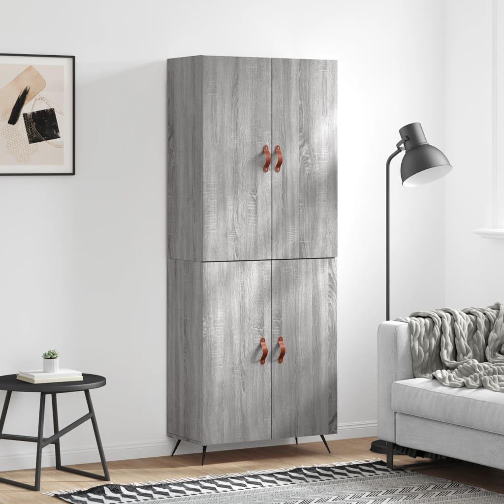 Højskab 69,5x34x180 cm konstrueret træ grå sonoma-eg