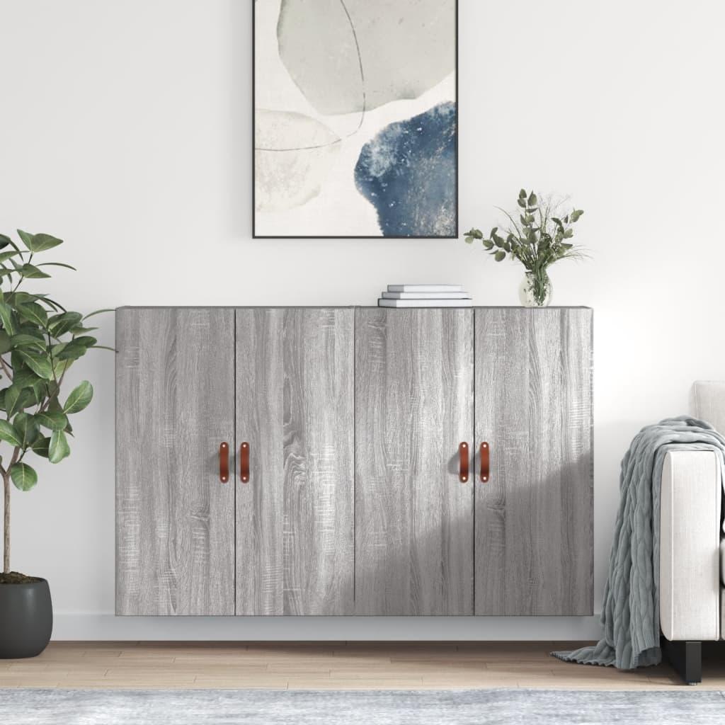 Vægskabe 2 stk. 69,5x34x90 cm grå sonoma-eg