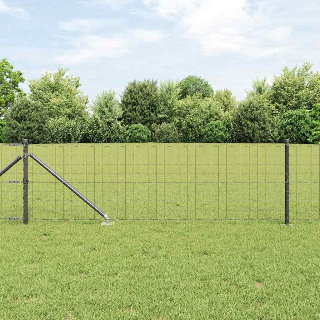 Svejset trådhegn med spidser 25 × 0,8 m - PVC-belagt stål, grå