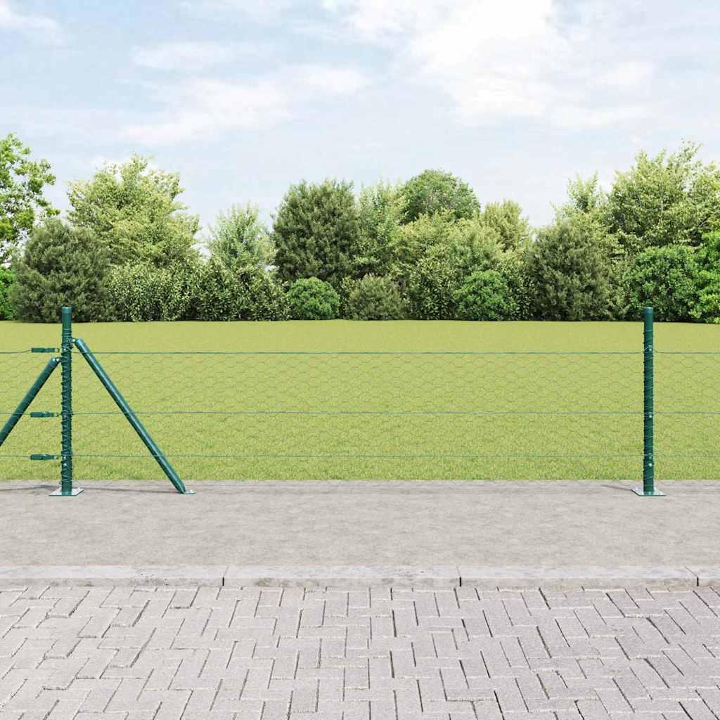 vidaXL Hexagonal hegn med betonbund 25 x 0,5 m PVC-belagt stål Mesh