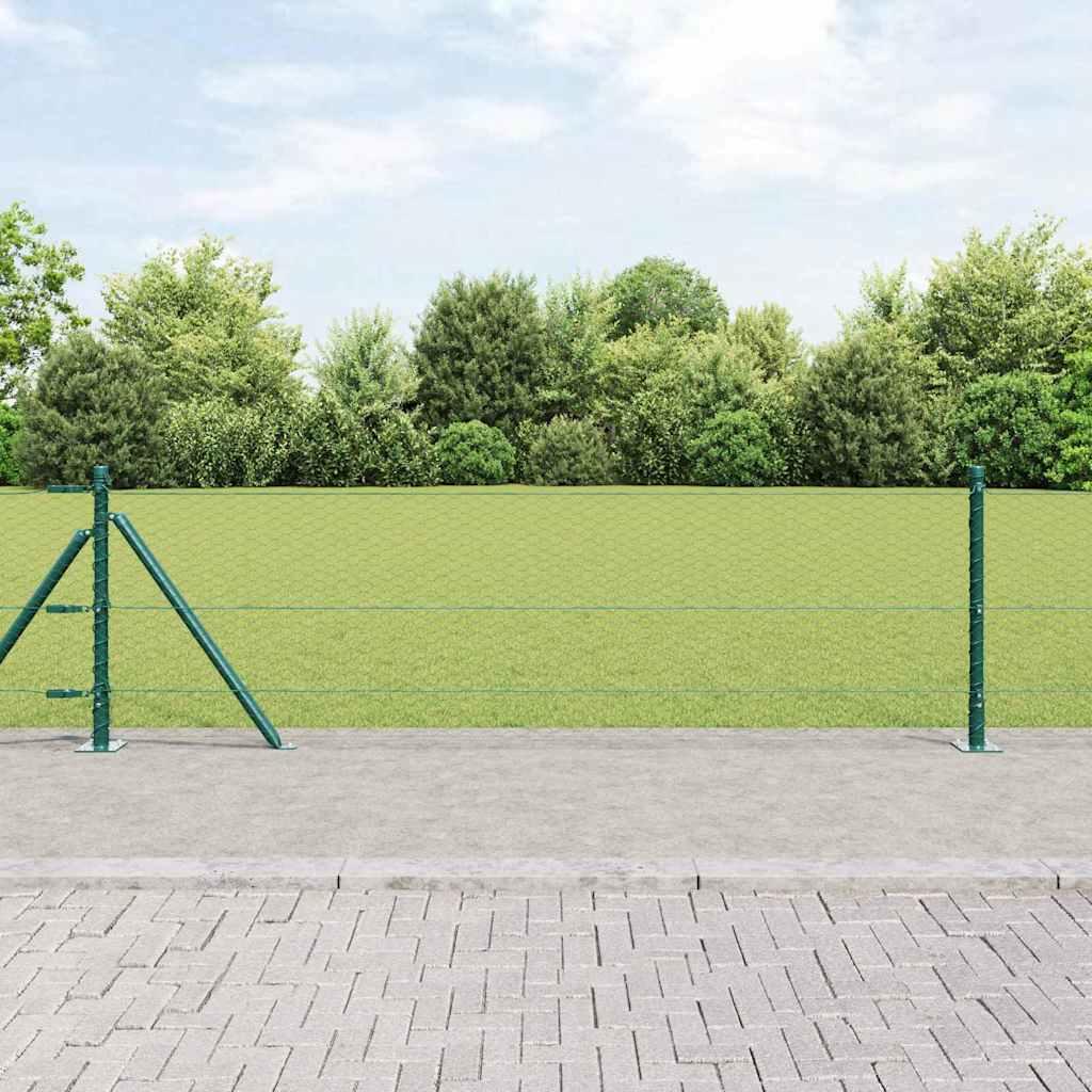 Hegn med stolper Grøn 0.6 x 25 m PVC-belagte stål