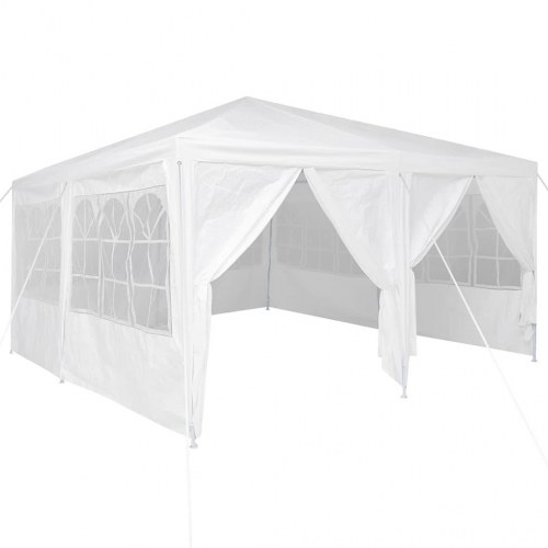 Festtelt hvid - 400 × 400 × 266 cm i polyethylen med 8 sidevægge