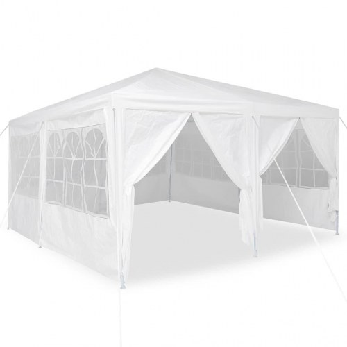 Festtelt hvid - 400 × 400 × 266 cm i polyethylen med 8 sidevægge