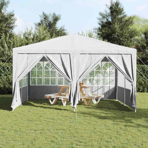 Festtelt hvid - 400 × 400 × 266 cm i polyethylen med 8 sidevægge