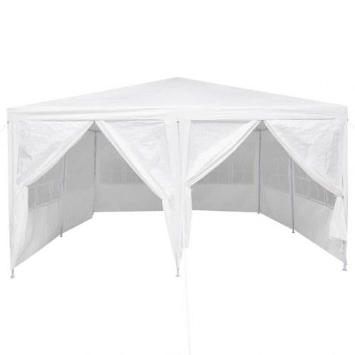 Festtelt hvid - 400 × 400 × 266 cm i polyethylen med 8 sidevægge