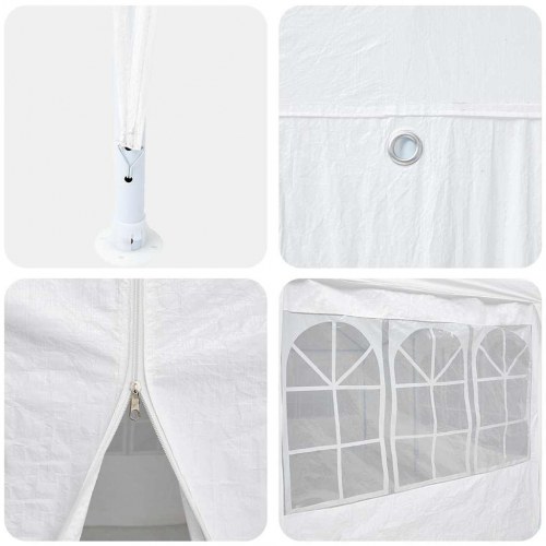 Festtelt hvid - 400 × 400 × 266 cm i polyethylen med 8 sidevægge