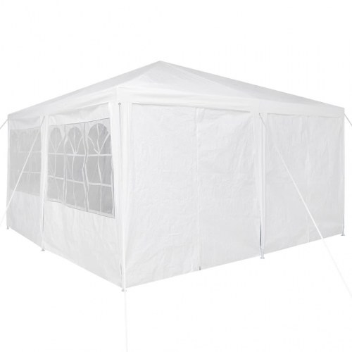 Festtelt hvid - 400 × 400 × 266 cm i polyethylen med 8 sidevægge