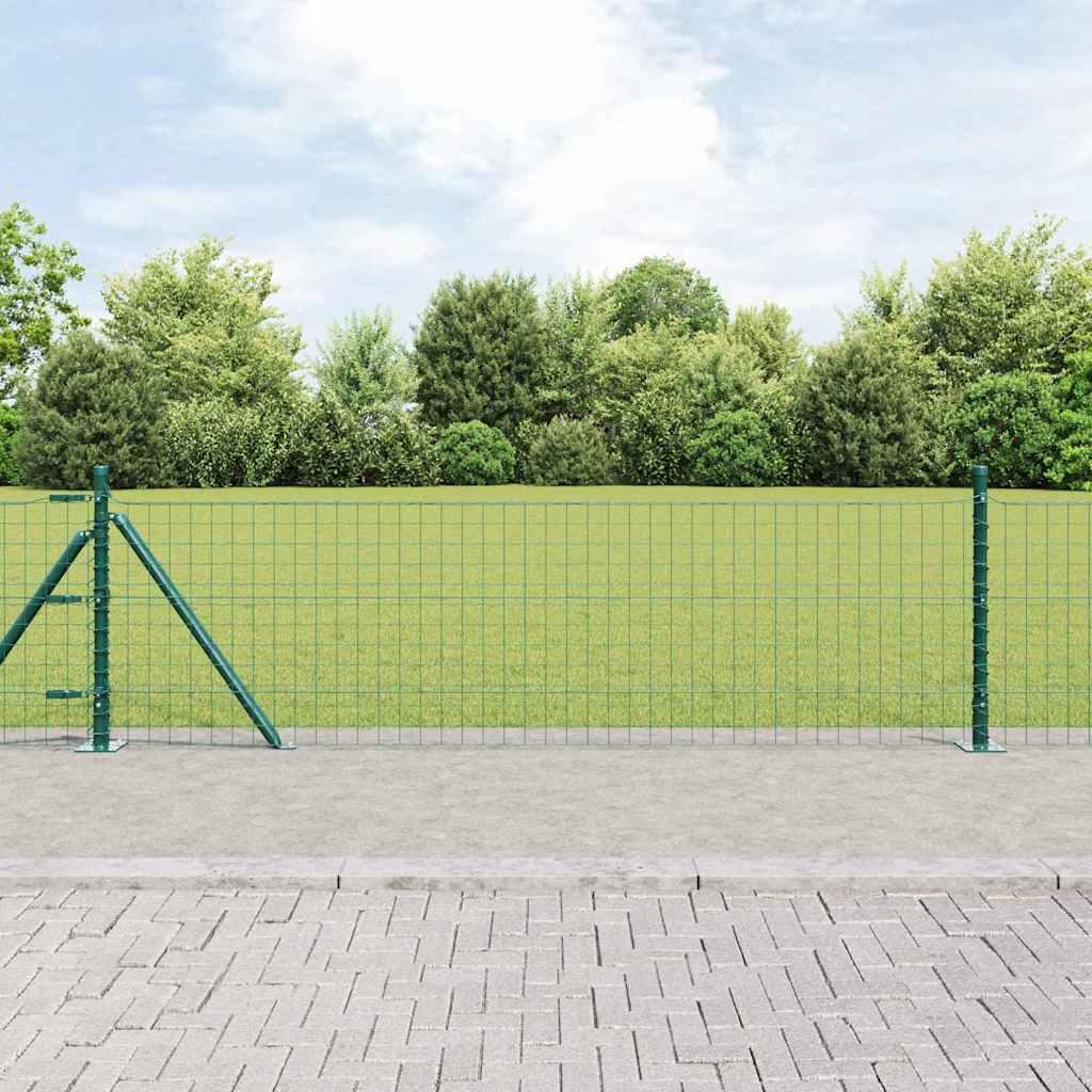Hegnssøjler 13 stk Grøn Ø32mm 70 cm Galvaniseret stål