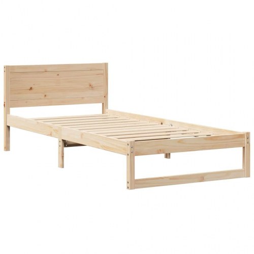 Sengestel med hovedgærde naturfarvet 90 x 200 cm - massiv fyrretræ
