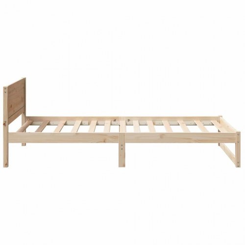 Sengestel med hovedgærde naturfarvet 90 x 200 cm - massiv fyrretræ