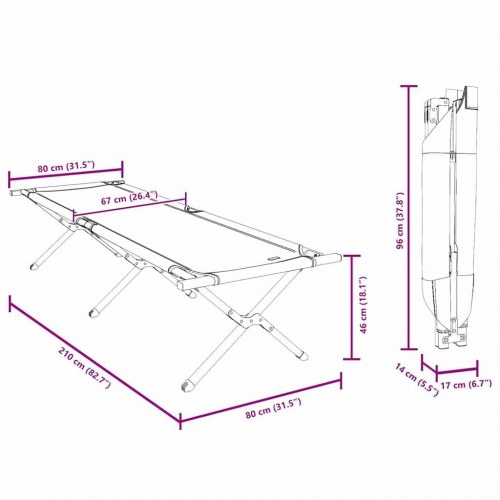 Foldbar campingseng 2 stk. - rød 210 x 80 x 46 cm