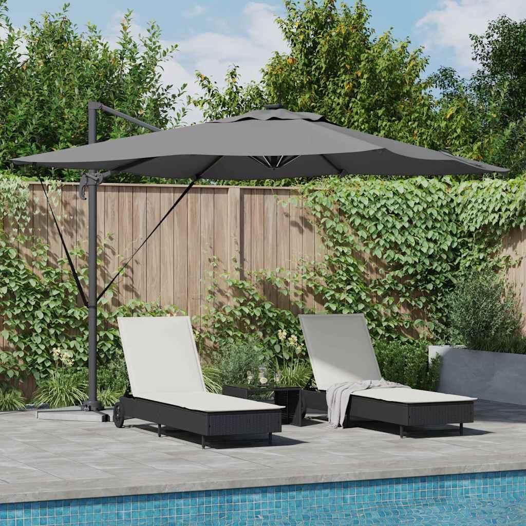 Parasol med LED - antracit 286 × 284 × 270 cm, aluminium og polyester