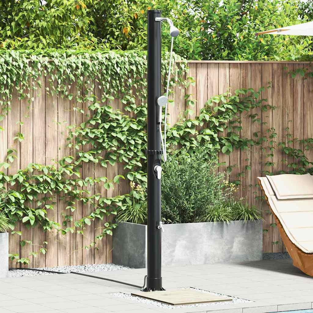 Udendørs solbruser Sort 217 cm PVC og aluminium