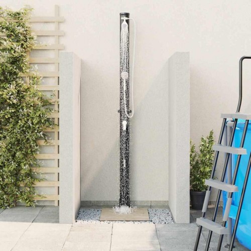 Udendørs solbruser Sort 217 cm PVC og aluminium