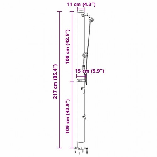 Udendørs solbruser Sort 217 cm PVC og aluminium