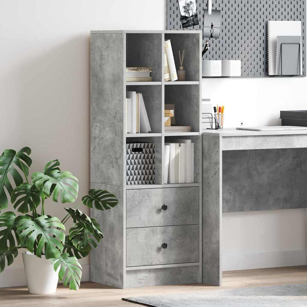 Highboard Betongrå 45,5 x 34 x 127 cm Konstrueret træ