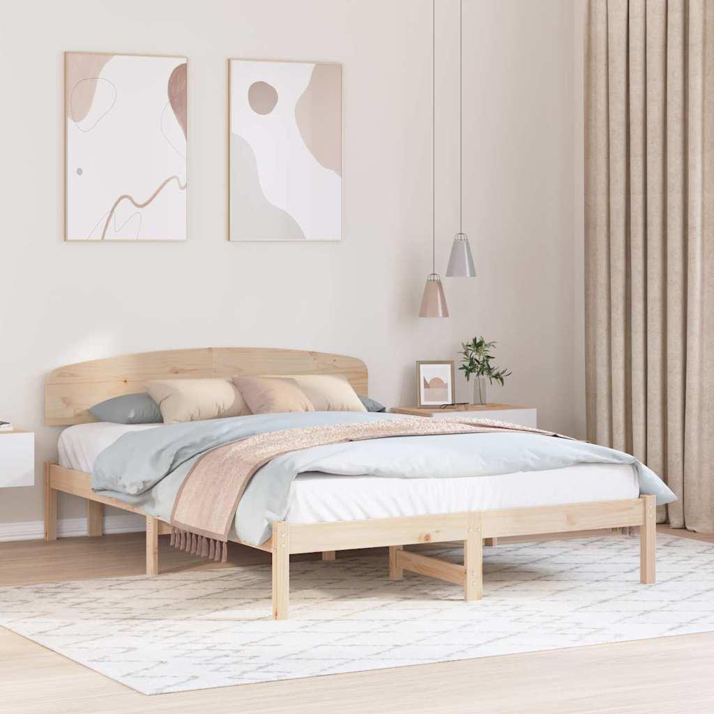 Sengestel med hovedgærde Brun 140 x 200 cm Massivt fyrretræ