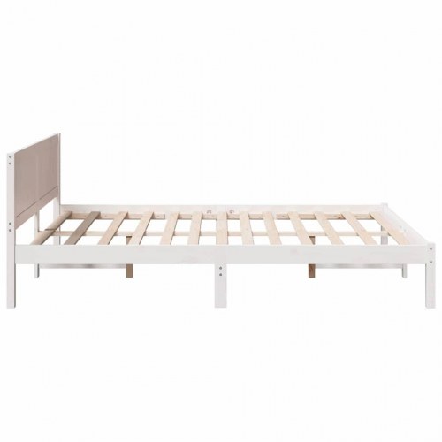 Sengestel med hovedgavl i massivt fyrretræ - hvid, 160 x 200 cm