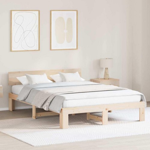 Sengestel i massiv fyrretræ 140 x 200 cm - naturfarvet