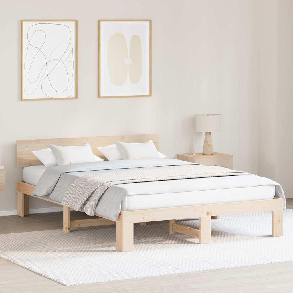 Sengestel med hovedgærde Brun 140 x 200 cm Massivt fyrretræ