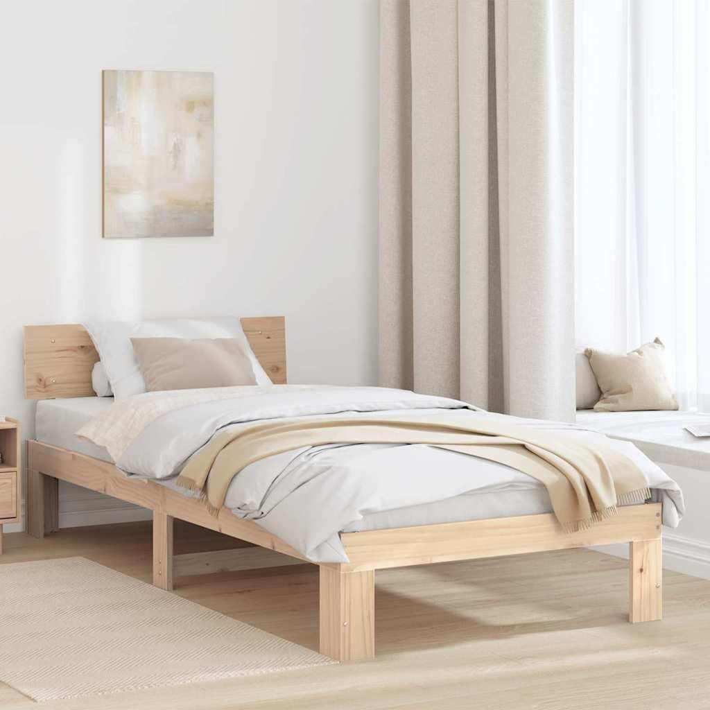 Sengestel med hovedgærde Brun 75 x 190 cm Massivt fyrretræ