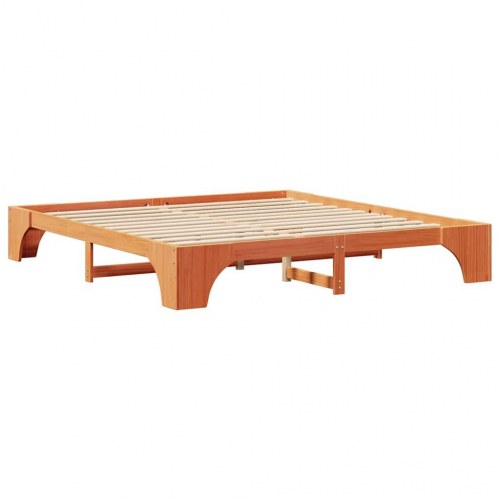 Sengestel i massivt fyrretræ - voks brun 200 x 200 cm