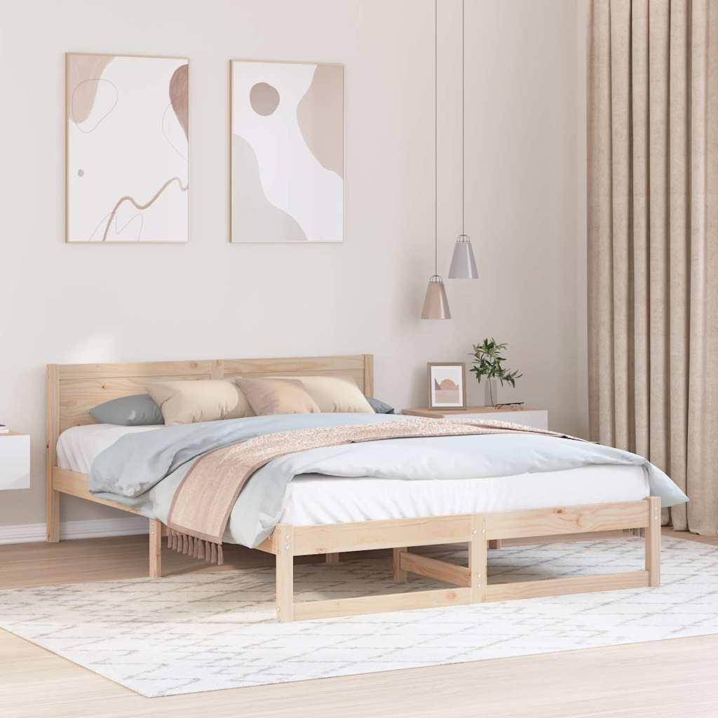 Sengestel med hovedgærde Brun 140 x 200 cm Massivt fyrretræ