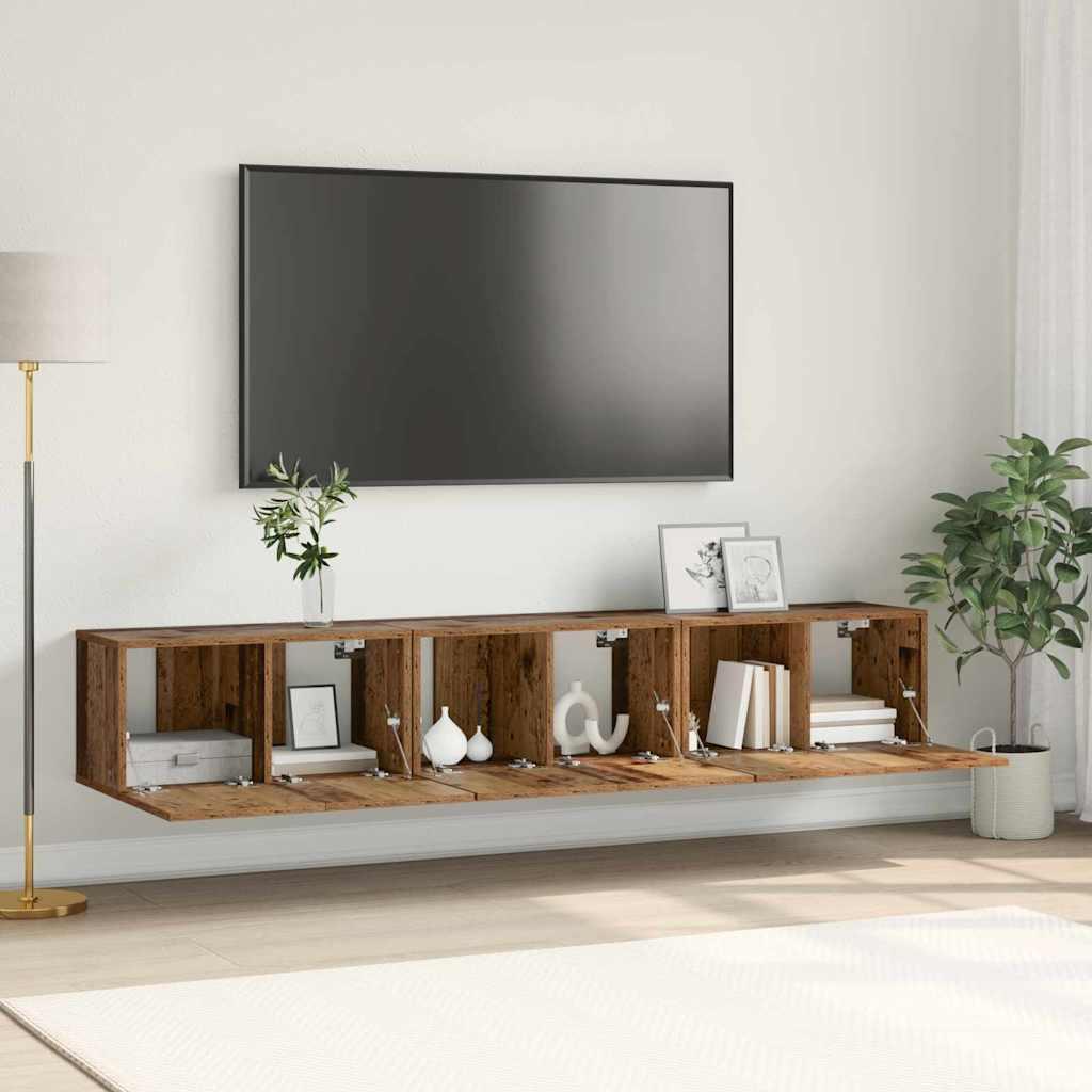 TV-skab 3 stk Brun 60 x 30 x 30 cm Konstrueret træ