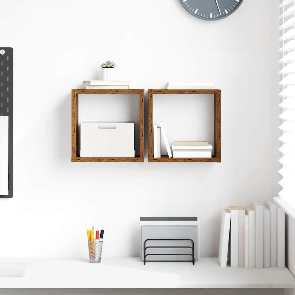 Væghylder 2 stk Gammelt træ 26 x 15 x 26 cm Konstrueret træ
