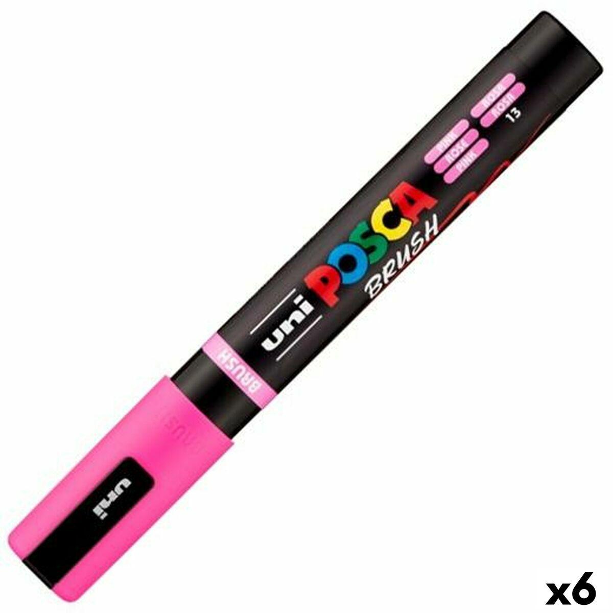 POSCA Markør BRUSH PC-5BR - Pink, 6 stk.